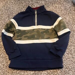 Boys Navy and Camouflage Sweater Quarter Zip Sweatshirt Sz Small